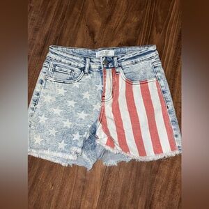 Judy Blue Red, White & Blue Denim Shorts